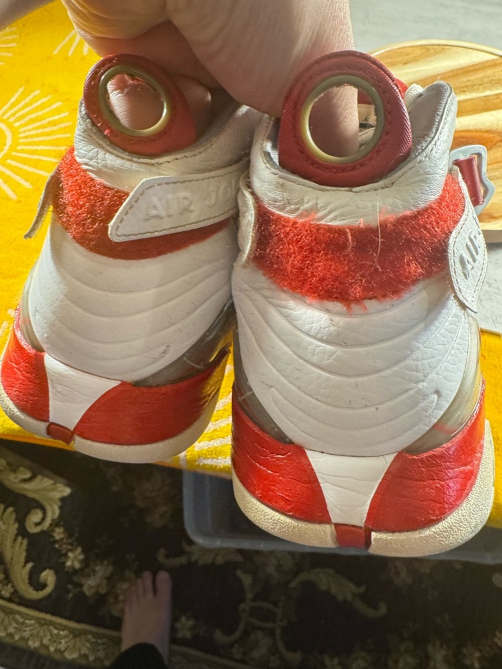 Nike Mens Air Jordan 8.0 White Red Sz 13 467807-101 Bulls Retro 2008 Playoff - Picture 7 of 8